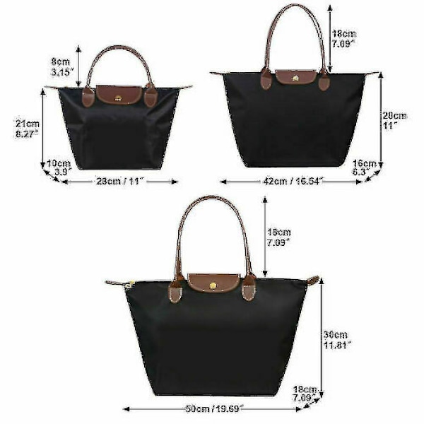Stor nylon Le Pliage toteveske for kvinners skuldertasker medium khaki