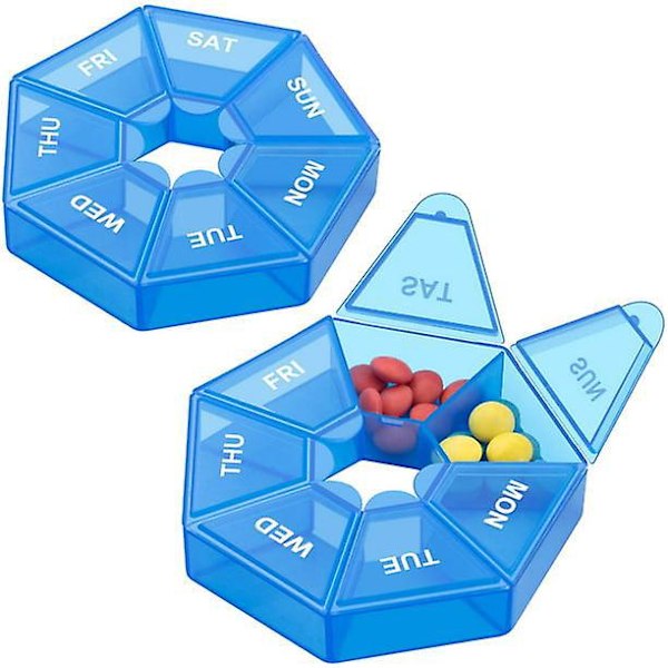 Blue Pill Medicine Storage Box Organizer