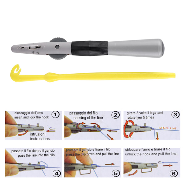 Manuell fiskekrok Tier Line Tying Tool med Sub line Single Hook Fast Knot Tyer Tools