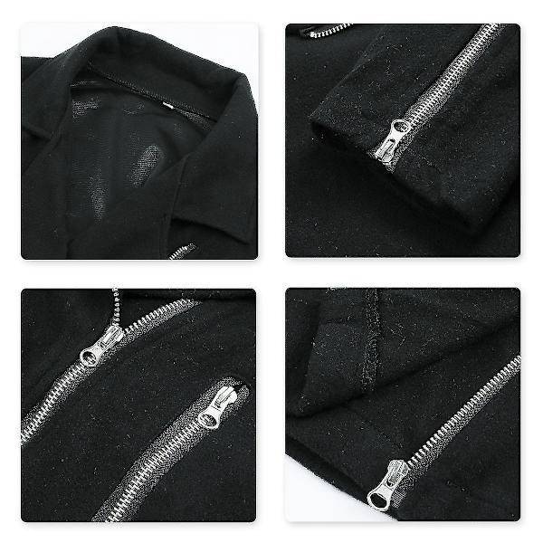 Retro Sort Slim Fit Punk Jakke til Kvinder