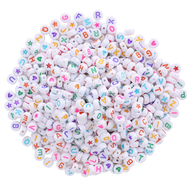 1000 kpl kirjainhelmiä pyöreä väri aakkoset FiveStar Peach Heart akryyli DIY rannekoru työkalu