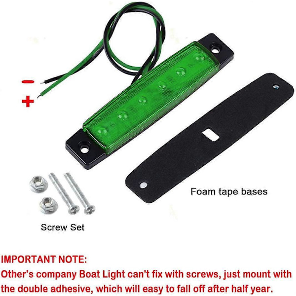 2 Pak LED Indvendige Bådlys, Utility Slim Strip Bar Lys Passer til Courtesy Belysning Cockpit Lys Navigationslys Grøn