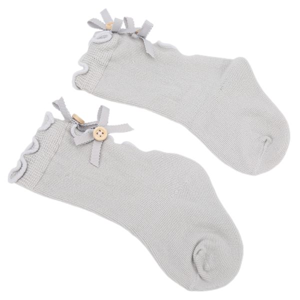 Baby Girls Princess Bowknot Bomullssockor Spädbarn Toddle Mjuka Sockor för 0-1 Års BarnGrå