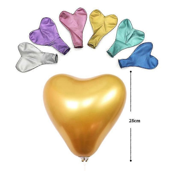 50 stk. Hjerteballoner Latex Folie Metal Kærlighedsballoner Dekorative Balloner til Valentinsdag Guld