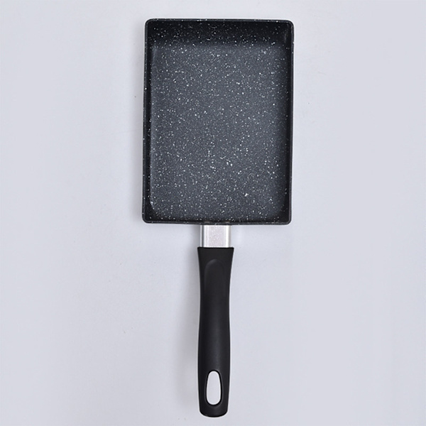 Mini stegepande sort husholdning bærbar japansk stil æg stegepande rektangulær mini omeletpande 13x18cm