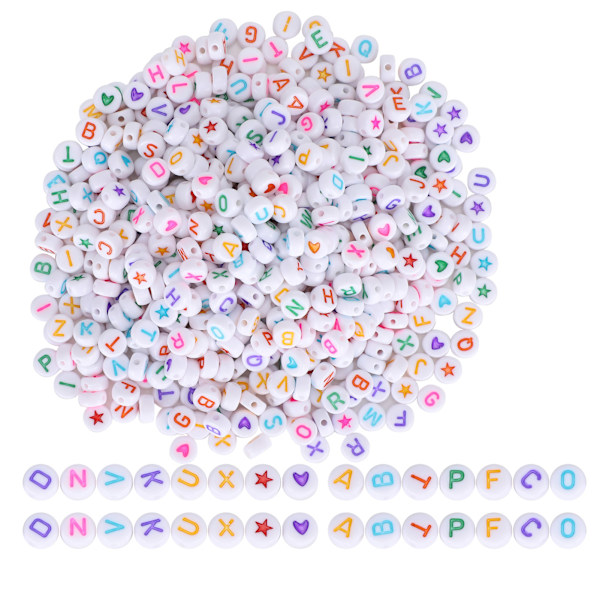 1000 kpl kirjainhelmiä pyöreä väri aakkoset FiveStar Peach Heart akryyli DIY rannekoru työkalu