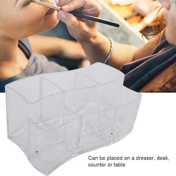 Multifunktionel gennemsigtig akryl 6-slot Makeup Børste Holder Box Desktop Organizer