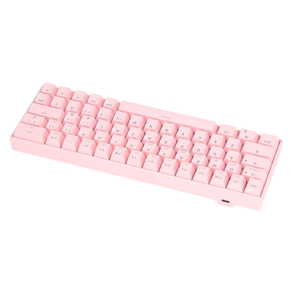 3 lägen trådlöst mekaniskt tangentbord N Key Rollover 64 tangenter RGB 2.4G trådlöst typ C trådbundet rosa mekaniskt tangentbord brunt brytare