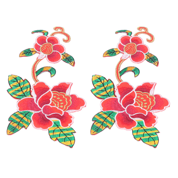 2 stk. patches syning håndsømning dekorative DIY fremstilling bomuld broderet blomstermønster patch til scrapbooking rød