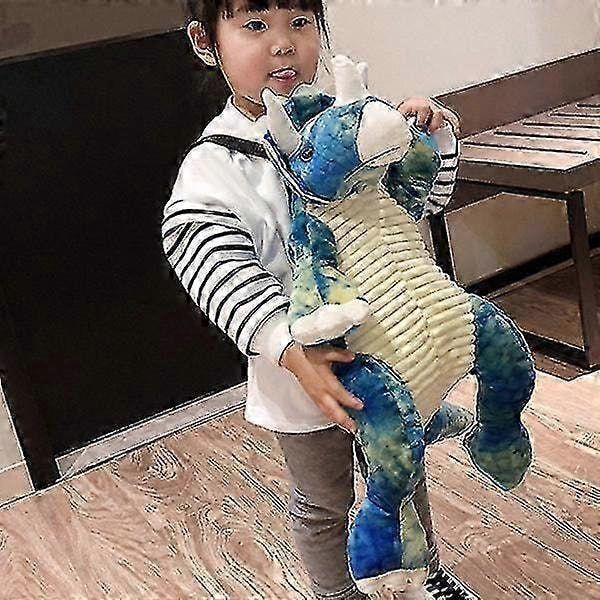 Fashion Förälder-barn 3D Dinosaurie Ryggsäck Söt Djur Tecknad Plysch Ryggsäck Blå
