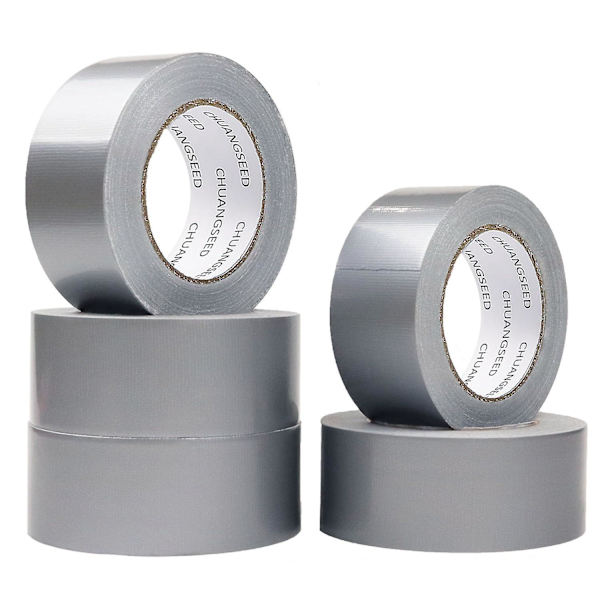 5-Pack sølvstoff-klebende tape 50mm x 23m - Grå, vannavstøtende, kraftig duct-tape for forsegling og reparasjoner