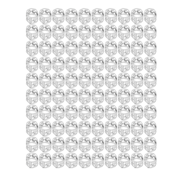 100st Dreadlocks Pärlor Glittrande Rhinestone Fashionabla hårflätningsringar för hårdekoration Silver