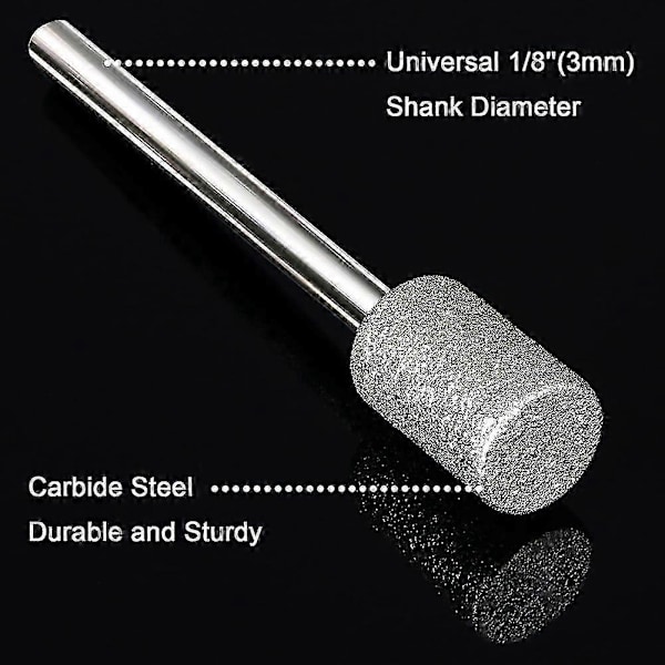 Stenhuggersæt, 10 stk. diamantstifter kompatible med sten, klipper, glas, keramik, kompatible med roterende værktøjer (8 mm)