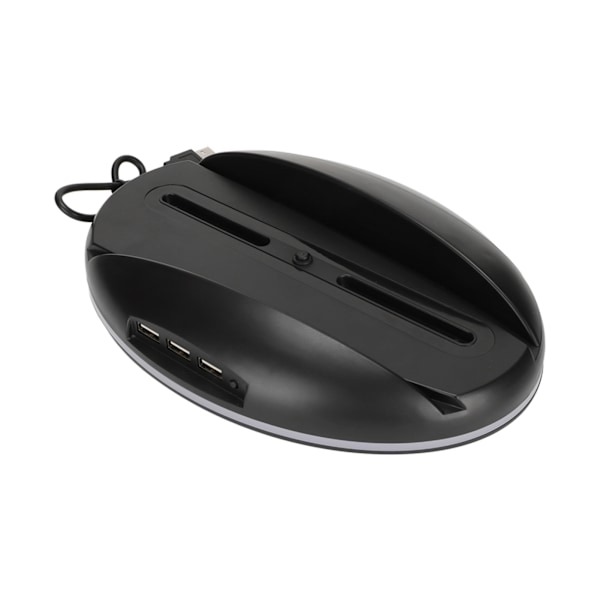LED vertikalstativ stilig plug and play konsolldokkingstasjon med 3 USB2.0-porter fargerikt lys for PS5-konsoller svart