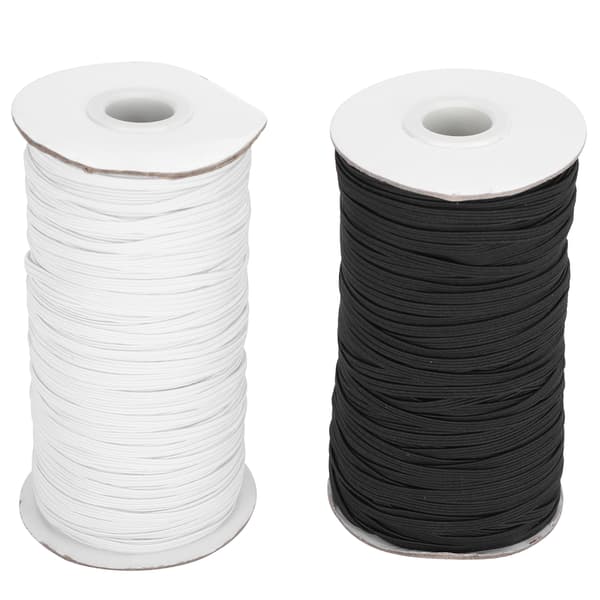 Elastiskt band platt syrepsträng DIY ärmmasktillverkning högelastisk 100 Yard rulle (svart vit)