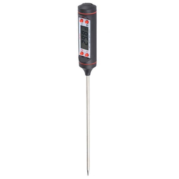 Digital matlagningstermometer med sond och förvaringslåda för BBQ köksredskap