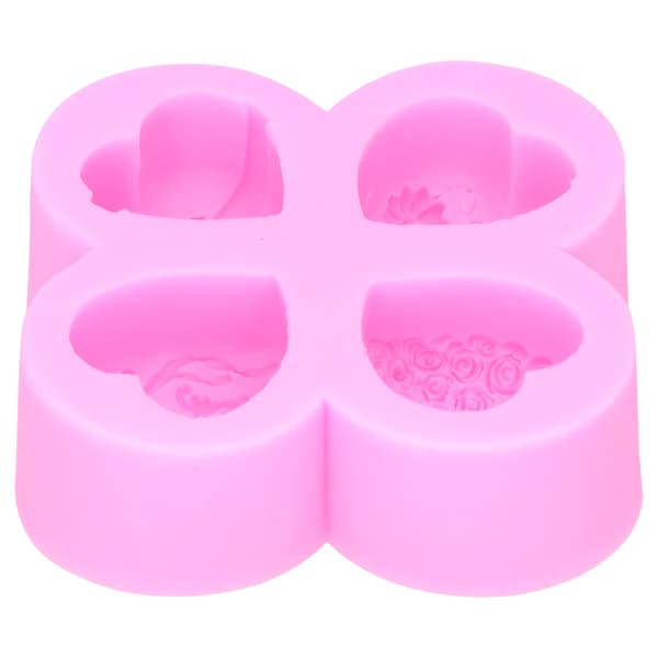 DIY silikonform 4-hulrom forskjellige hjerteformede kaker sjokolade såpe aromaterapi gips