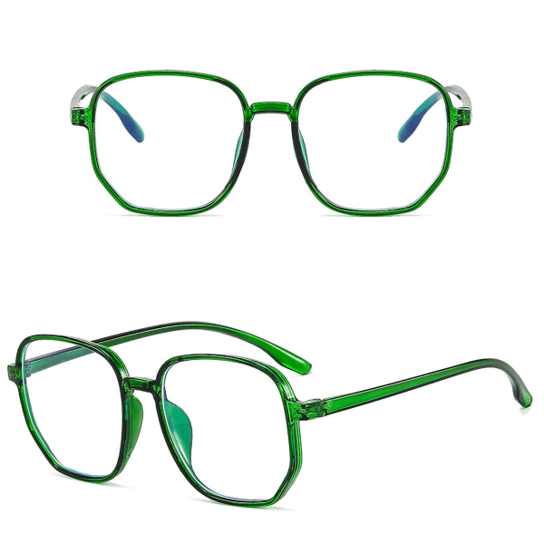 Brille Blå lysblokerende Trend Polygon Letvægts Transparent Brille til Mænd Kvinder Grøn