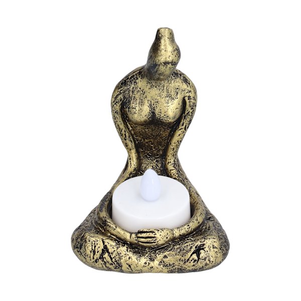 Lysestake Yoga Resin Meditasjonsskulptur med Elektronisk Lys for Hjemmekontor Dekorasjon OrnamentSCS- RC007-A2