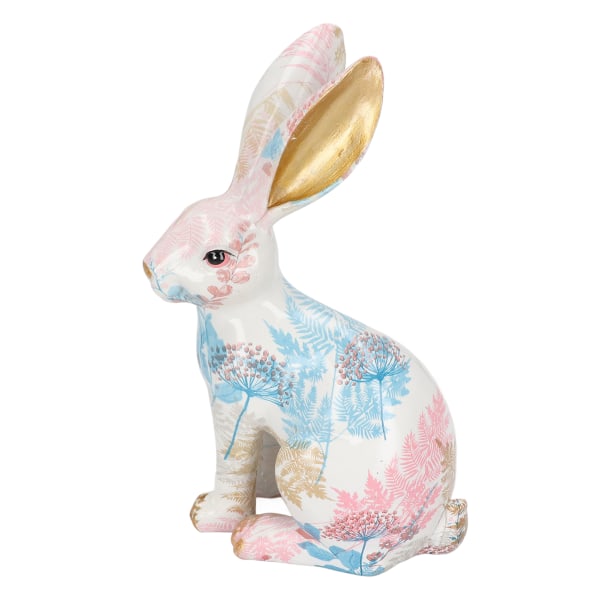 Fargerik kaninstatue Håndlaget kaninfigur i europeisk stil Giftfri syntetisk harpiks Kaninhagestatue for kontor