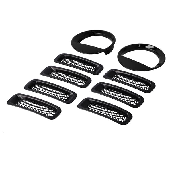 Front Mesh Grille Inserts Forlygte Trim Ringe Kit Dekoration Passer til Jeep Patriot 2011-2016