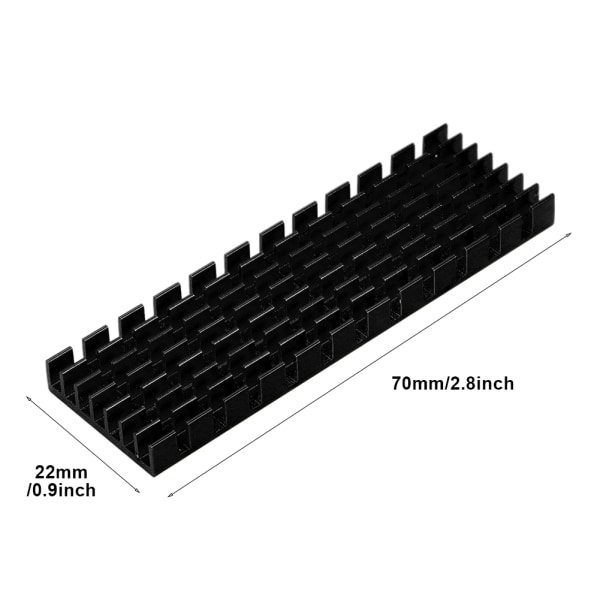 M.2 SSD 2280 PCIE Solid State Drive Heat Sink Cooling Fine 70x22x6mm til desktops Sort