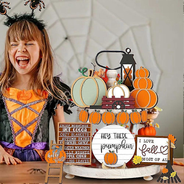 Höst Thanksgiving Pumpa Lönnlöv Lastbil Skylt Träskylt