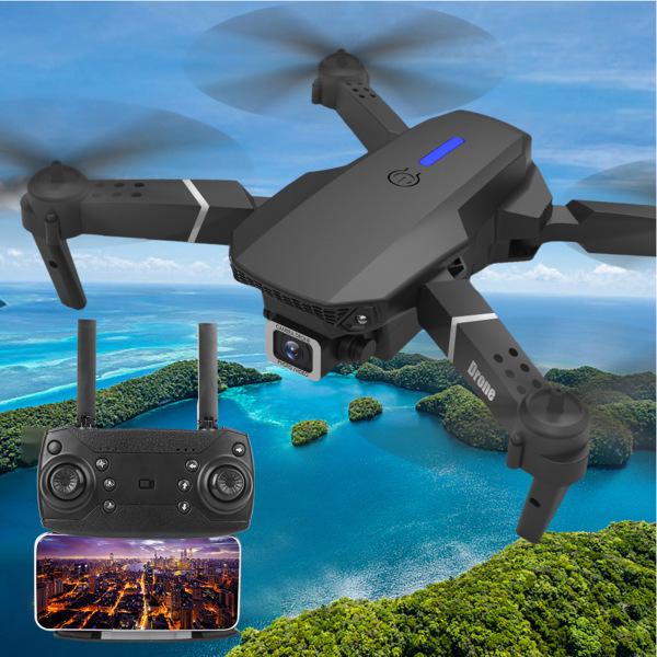 E525 WIFI FPV Drone Vidvinkel High Definition Kamera Folde Drone Quadcopter Sort 4K