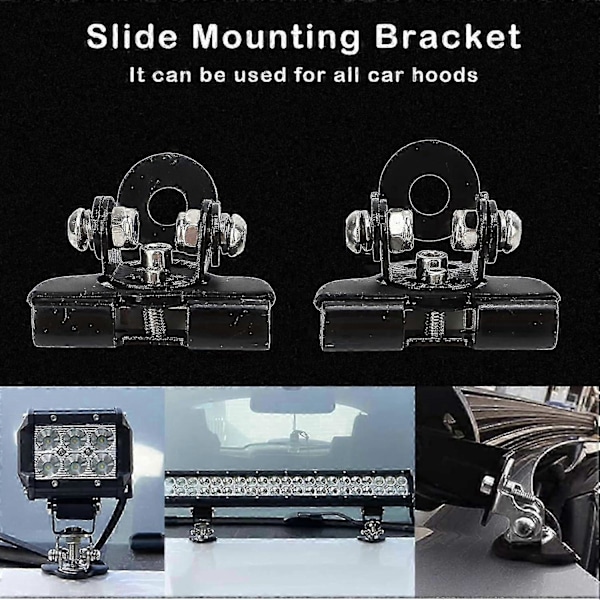 LED Lysbar Monteringsholder Motorpanser LED Lysbar Monteringsbrakett Arbeidslys Festeholder Base Universal for Biler Sedaner Lastebiler UTV-er SUV-er