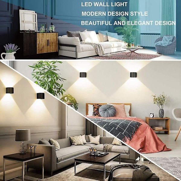 10W Vägglampor för Inomhus/Utomhusbruk, Svart 3000K Halvcirkelformad LED Vägglampa, IP65 Modern Aluminium LED Vägglampa för Sovrum Hall Trappor Trädgård Hall Pa