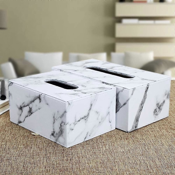 Rektangulär Tissue Box i Läder (Marmor)