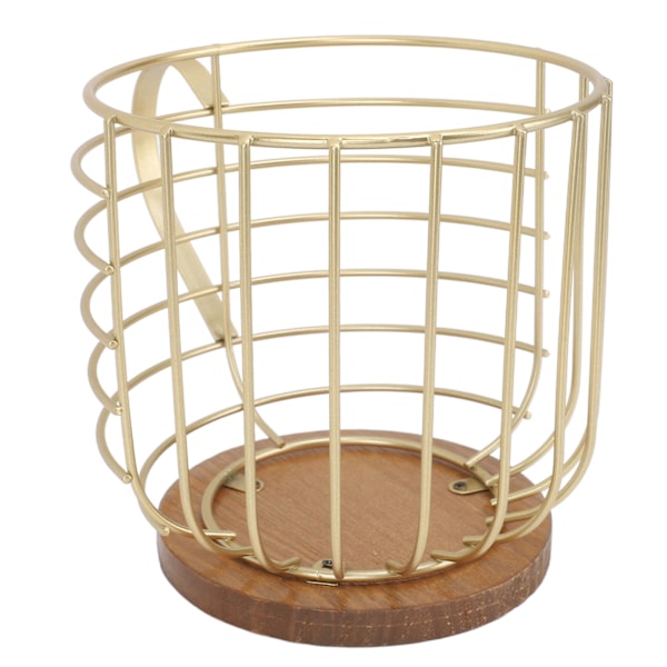 Kaffepodholder i jern med stor kapasitet, plassbesparende trebase, kaffepodholder for oppbevaring av kaffepods til hjem, kafébar, gullfarget med lokk