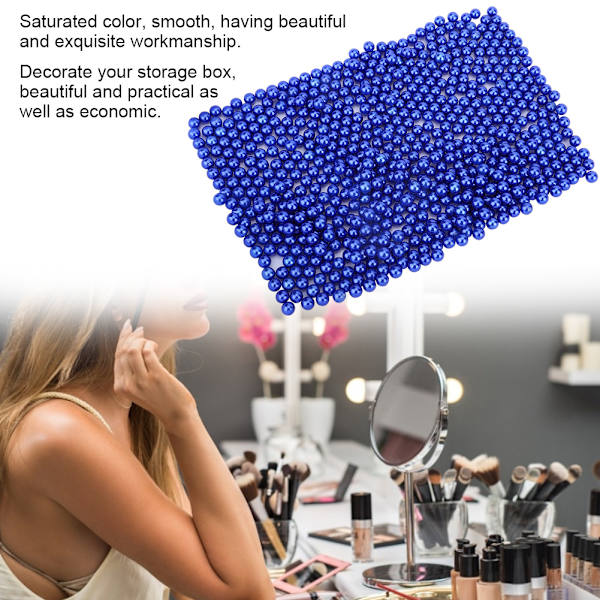 Plastsimulerad pärla gör-det-själv sminkförvaringslåda Case Organizer Dekoration DIY BeadBlue