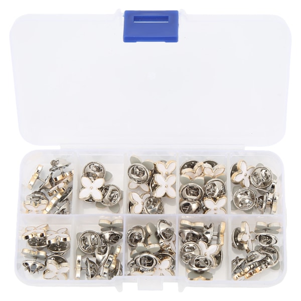 150 stk Kvinder skjorte Broche knapper Hvid Blomster Style Stærk Metal Plast Cover Up knapper til læder syning DIY