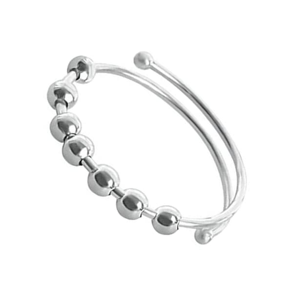 Fidget Ring Öppen Design Justerbar Fingerring i Rostfritt Stål Tillbehör för Män Kvinnor