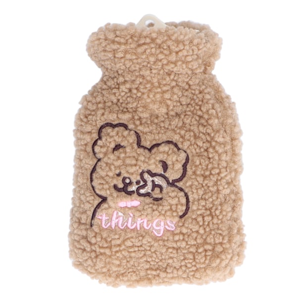 Plush Hot Water Bottle 500ml Anti Scalding PVC Liner Hot Water Bag with Plush Cover for Home Travel Office Brown Bear