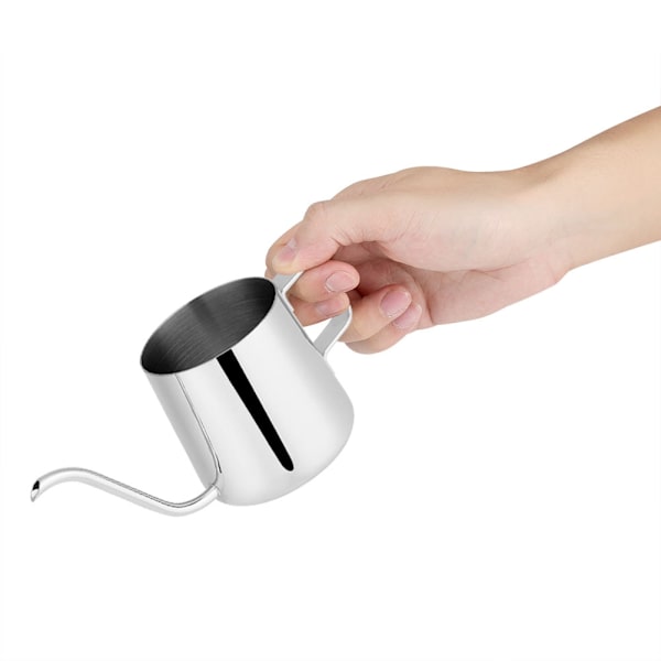 Rostfritt stål droppkaffekanna Lång svanhalspip Vattenkokare Kopp Teverktyg (silver 350mL)