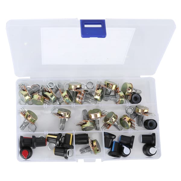 80 st Potentiometer B5K B10K B20K B50K B100K Linjär Konisk Sats med Knopp för Ljudkontroll