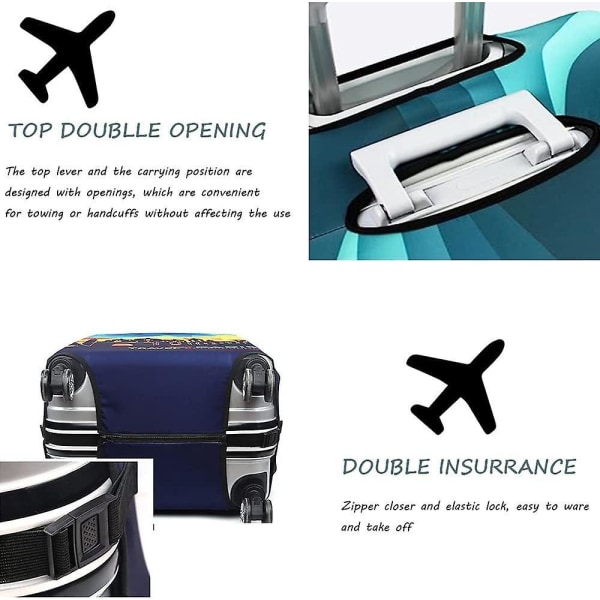 Trykt polyester elastisk koffertdeksel for 22-24 tommers reisekofferter