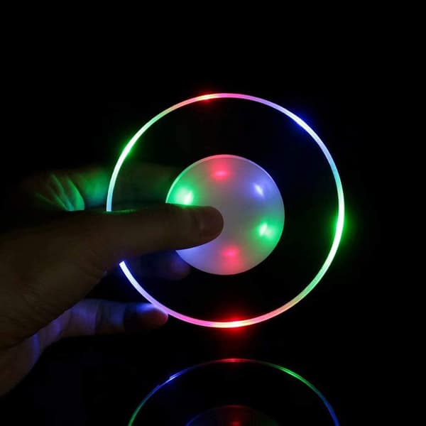 3 stk. LED Lys Coaster Akryl Krystal Slank Kop Cocktail Glas Bar Bartender Lysende Coaster