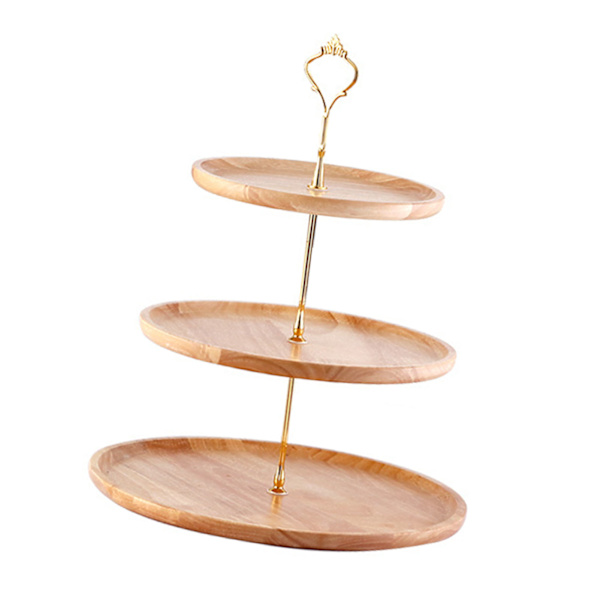 Frugtfad i træ, naturligt tekstureret, enkelt, elegant, stærkt, holdbart, fødevarebakke, kagefrugt serveringsbakke 20+25+30cm tre lag