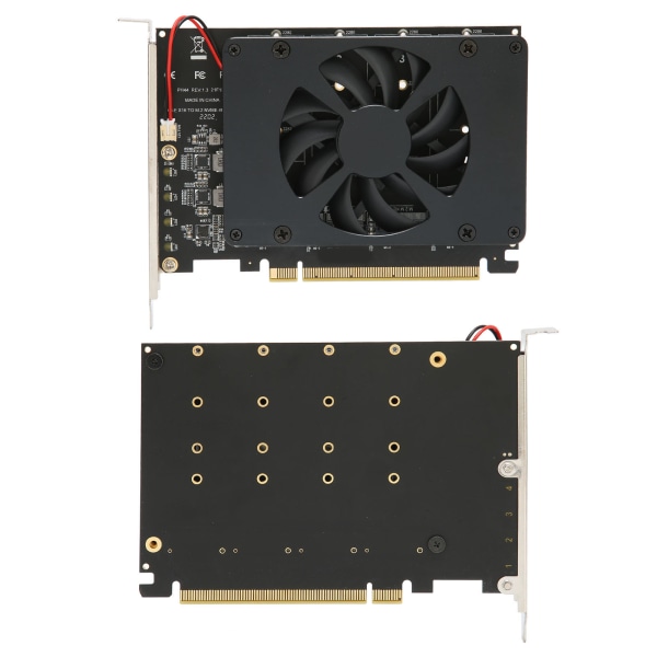 M.2 PCIE -sovitin PCIe 4.0 X16 - 4 portti M.2 NVMe jäähdytystuulettimella NVME Raid Card 4x32Gbps M.2 SSD-sovitin Windowsille