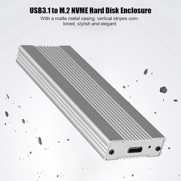 USB3.1 til M.2 NVME Hard Disk Box SSD Case kabinet NGFF PCIE til Type C Adapter Sølv&Hvid