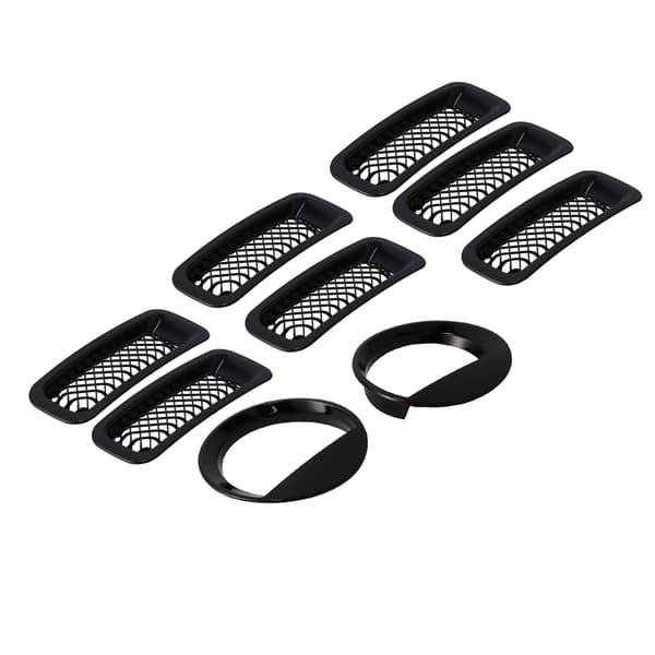 Front Mesh Grille Inserts Forlygte Trim Ringe Kit Dekoration Passer til Jeep Patriot 2011-2016