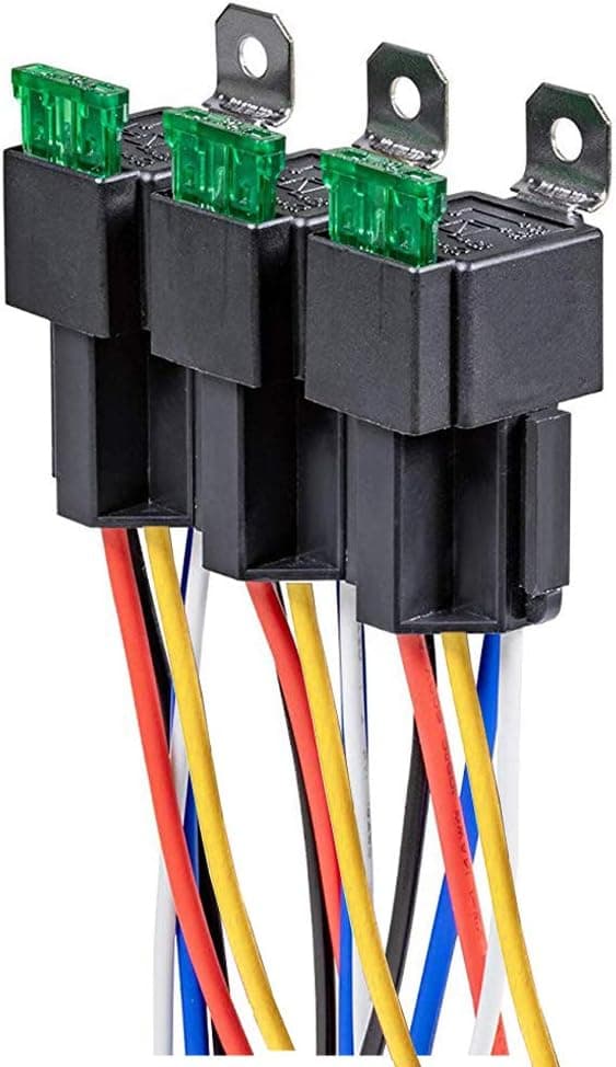 3 stk 12V Bilrelæ, 5-polet SPDT med 30A ATO/ATC-sikring