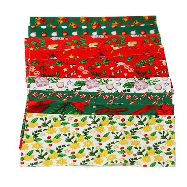10 stk jule bomuldsstof Forskellige mønstre Multifarver Pure Bomuld Quilting Stof til jul DIY Craft Syning 25x25cm / 9,8x9,8in