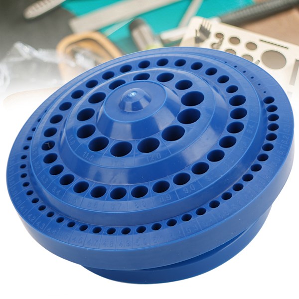 Multifunktionel boreboks værktøj opbevaringsboks rund form bor bits multi huller DIY plastikboks