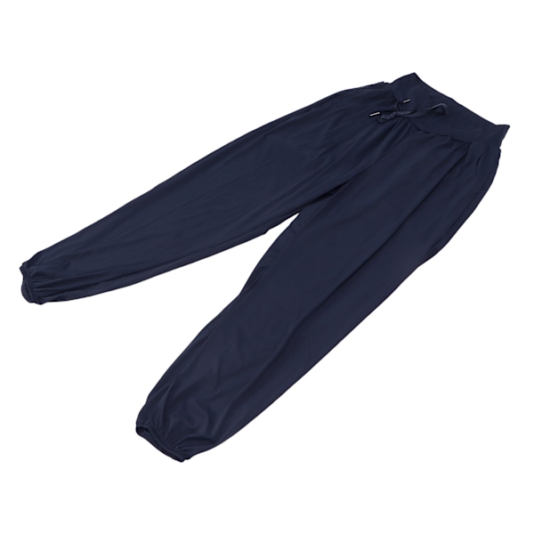 Womens Yoga Sweatpants Drawstring Loose High Waisted Comfy Lounge Jogger Pants ( Navy Blue ) M
