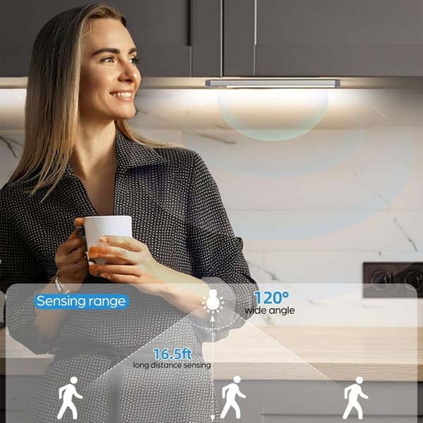 2 50 LED-sensor skåpbelysning, varmt ljus, silverhölje