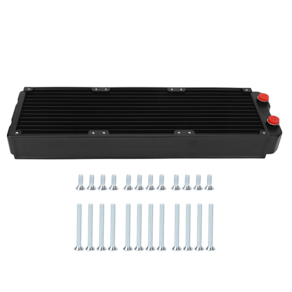 Vandkølende radiator 24 rør dobbeltlags aluminium computer radiator med G1/4 gevind interface til 12 cm blæsermontering